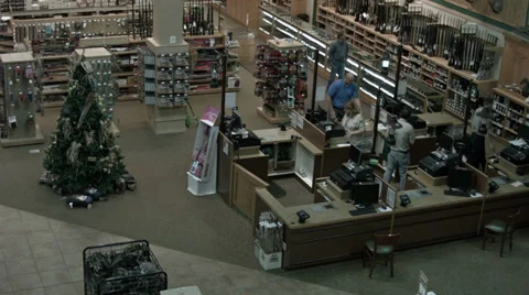 Gun counter sporting goods store HD 1619 Stock Footage 32483289