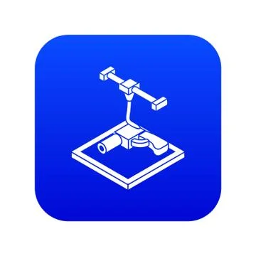 Gun d printing icon blue vector 库存插图
