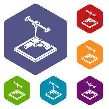 Gun d printing icons vector hexahedron 库存插图