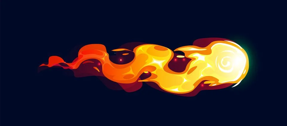 Gun fire effect trail flame. Game plasma clot Stock Illustration