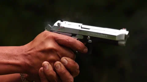 Gun Firing Close Up Stock-Footage 26069677