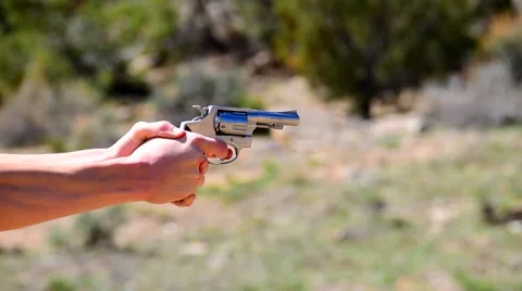 Gun Firing Side View Stock Footage 48863480