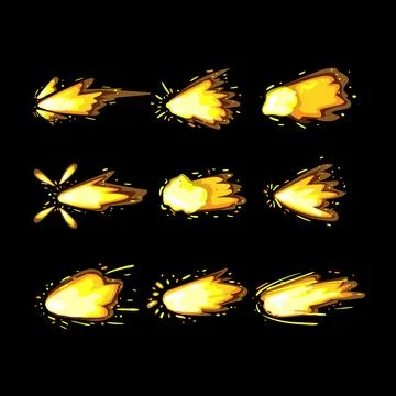 Gun flash set cartoon vector illustration Stockillustratie