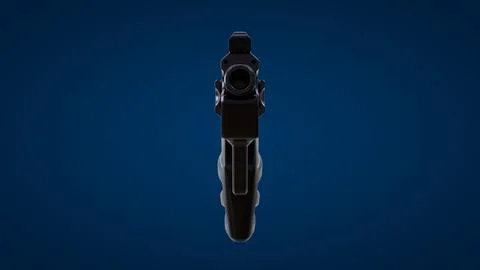 Gun Front View Blue Background Stock Illustration