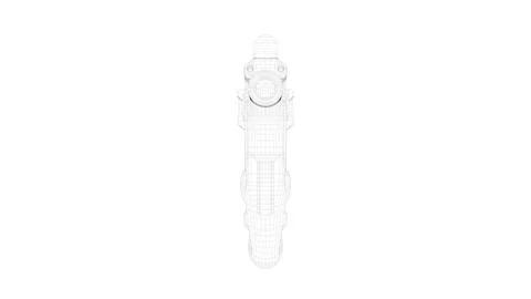 Gun Front View Low-Poly Wireframe Stock Illustration