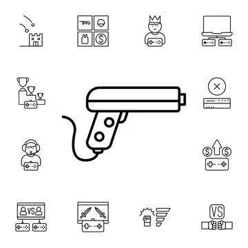 Gun, game flat vector icon in esport pack Stock Illustration