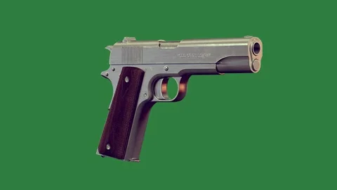 A gun on green background and isolated isolated on green screen background Stock Footage 336884567