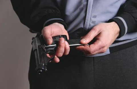 Gun in the hand Foto stock