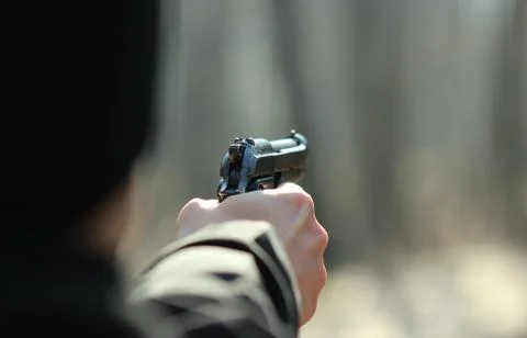 Gun in the hand Foto stock