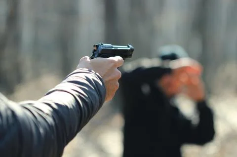 Gun in the hand Foto stock