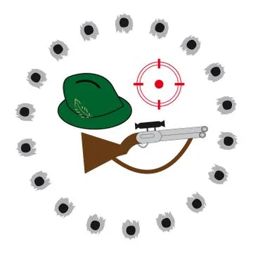 Gun with hat on white background Stock Illustration