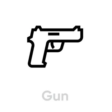 Gun icon. Editable Vector Outline. Stock Illustration