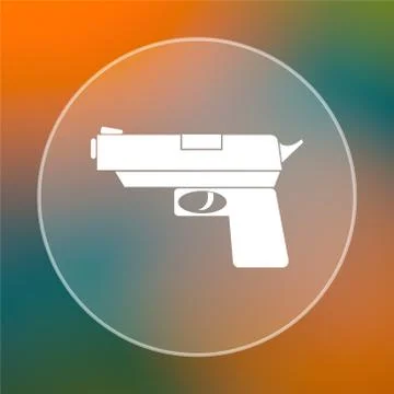 Gun icon. Internet button on colored  background.. Illustrazione stock