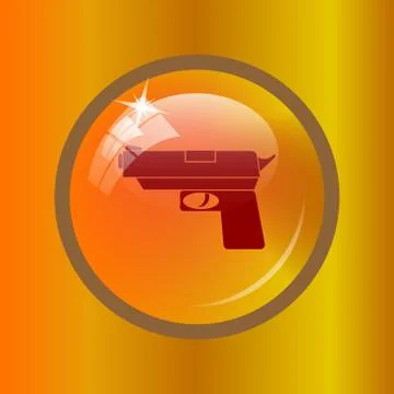 Gun icon. Internet button on colored background. . Illustrazione stock