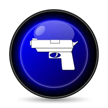 Gun icon. internet button on white background.. Illustrazione stock
