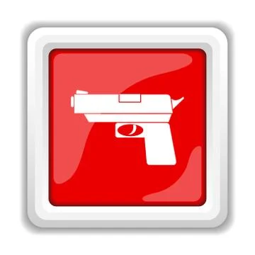 Gun icon. internet button on white background.. Illustrazione stock
