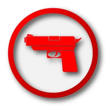 Gun icon. Internet button on white  background.. Illustrazione stock