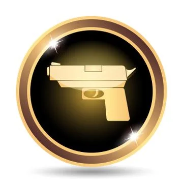 Gun icon. Internet button on white background.. Illustrazione stock