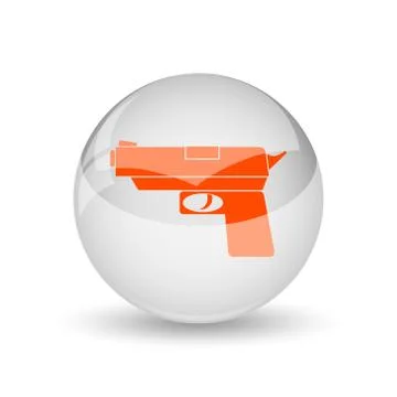 Gun icon. Internet button on white background.. Illustrazione stock