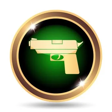 Gun icon. Internet button on white background.. Illustrazione stock