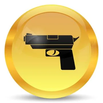 Gun icon. Internet button on white background.. Illustrazione stock