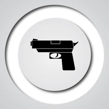 Gun icon. Internet button on white background.. Illustrazione stock