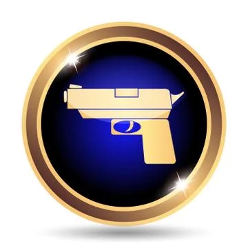 Gun icon. Internet button on white background.. Illustrazione stock
