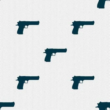 Gun icon sign. Seamless pattern with geometric texture. Vector Illustrazione stock