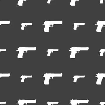 Gun icon sign. Seamless pattern on a gray background. Vector イラスト素材