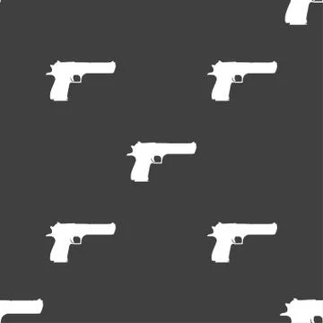 Gun icon sign. Seamless pattern on a gray background. Vector 库存插图