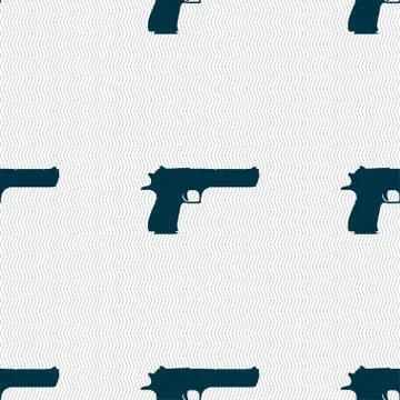 Gun icon sign. Seamless pattern with geometric texture. Stock Illustration