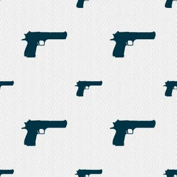 Gun icon sign. Seamless pattern with geometric texture. Stock Illustration
