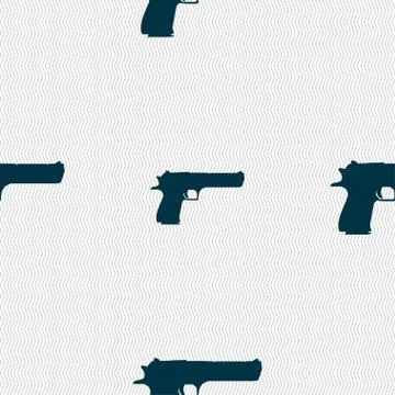 Gun icon sign. Seamless pattern with geometric texture. Stock Illustration