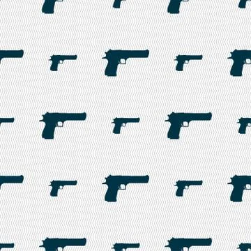 Gun icon sign. Seamless pattern with geometric texture. Stock Illustration