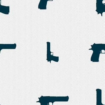 Gun icon sign. Seamless pattern with geometric texture. Stock Illustration