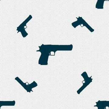 Gun icon sign. Seamless pattern with geometric texture. Stock Illustration