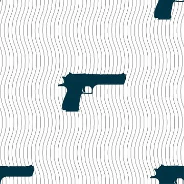 Gun icon sign. Seamless pattern with geometric texture. Stock Illustration