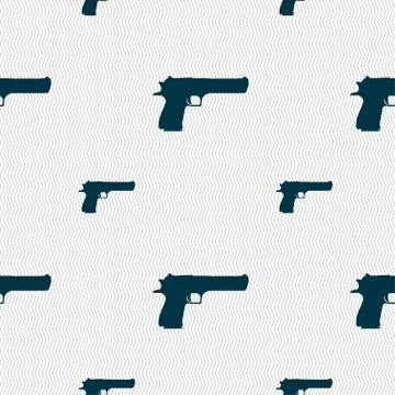 Gun icon sign. Seamless pattern with geometric texture. Stock Illustration