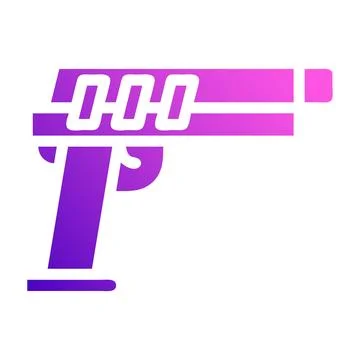 Gun icon solid style gradient purple pink colour military illustration vect.. Stock Illustration