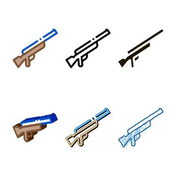 Gun icon vector outline stylized Stock Illustration
