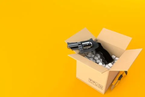 Gun inside package Stock Illustration