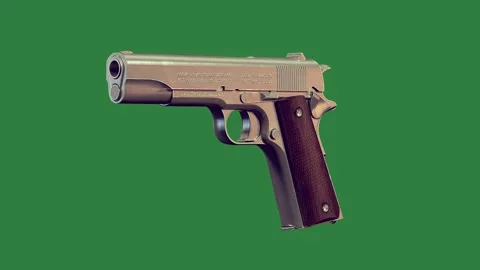 A gun isolated isolated on green screen background Video stock 336884566