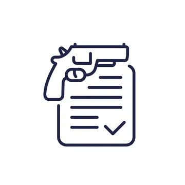 Gun license or permit line icon Stock Illustration