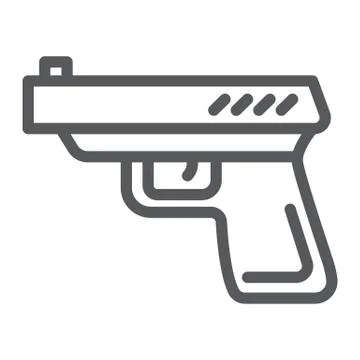 Gun line icon, weapon and revolver, pistol sign, vector graphics, a linear Stock Illustration