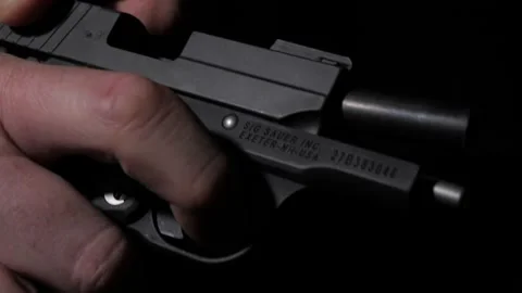 Gun Locking and loading (2) Vídeos de archivo 237028479