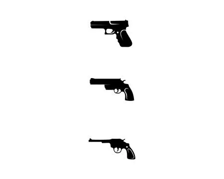 Gun Logo and vector design army danger black Stock Illustration