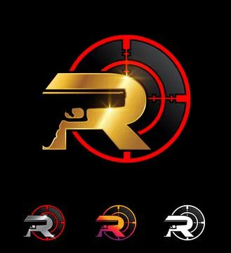 Gun Monogram Logo Initial Letter R Stock Illustration