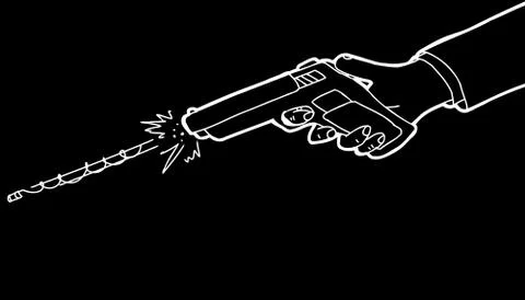 Gun Over Black Background Stock Illustration