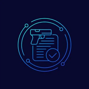 Gun permit, license line vector icon Stock Illustration