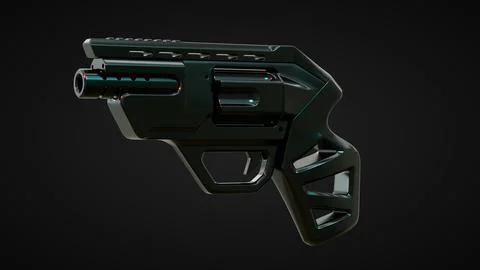 Gun Perspective View01 Black Background Stock Illustration